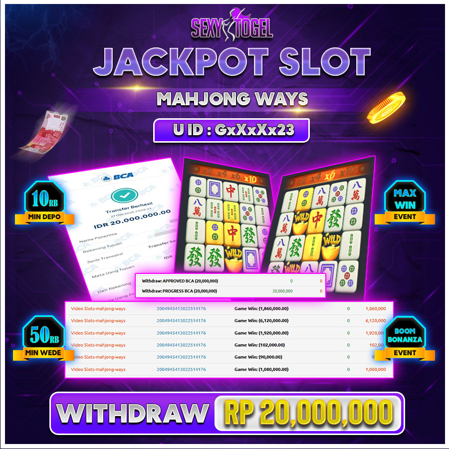 SEXYTOGEL JACKPOT SLOT MAHJONGWAYS...Rp.20.000.000.,-LUNAS